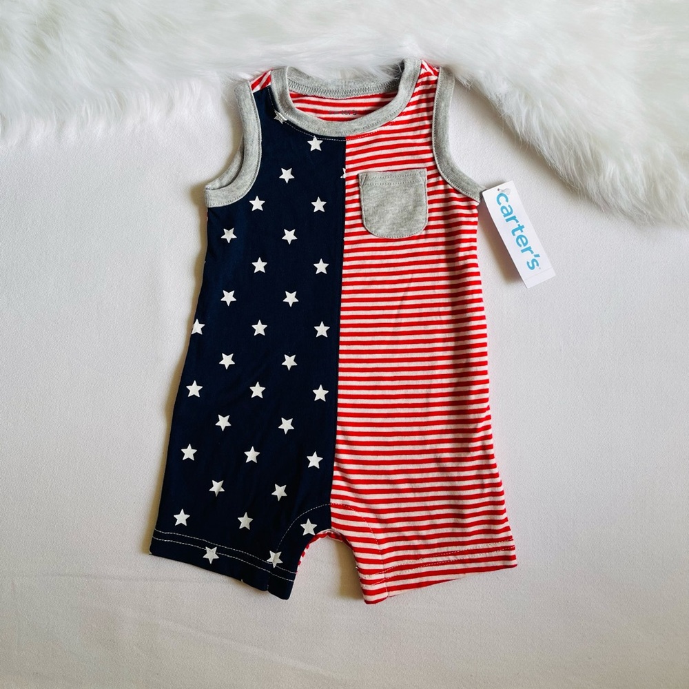 Brand New Carter’s Baby Boy Independence Day No Sleeve Onesie Size 6M